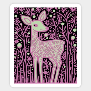 Magical Fawn in a Pink Forest - Fairycore Kids Art Sticker